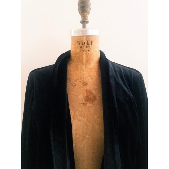 Vero Moda Black Velvet Oversized Open Front Blazer Size Large - Picture 4 of 4